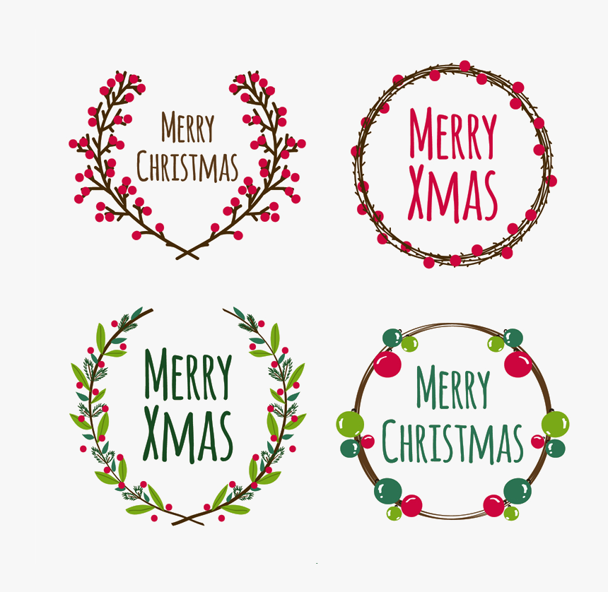 Vector Laurel Christmas - Christmas Wreath Vector Free, HD Png Download, Free Download