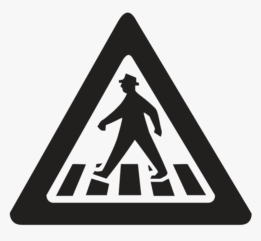 Black Pedestrian Safety Sign Pattern - Sign Pedestrian Crossing, HD Png Download, Free Download