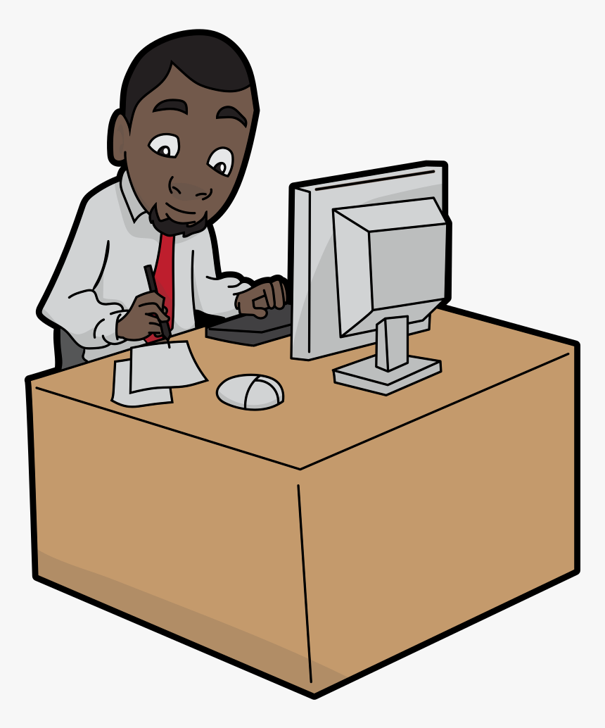 Transparent Cartoon Computer Png - Cartoon Man In His Computer Png, Png Download, Free Download
