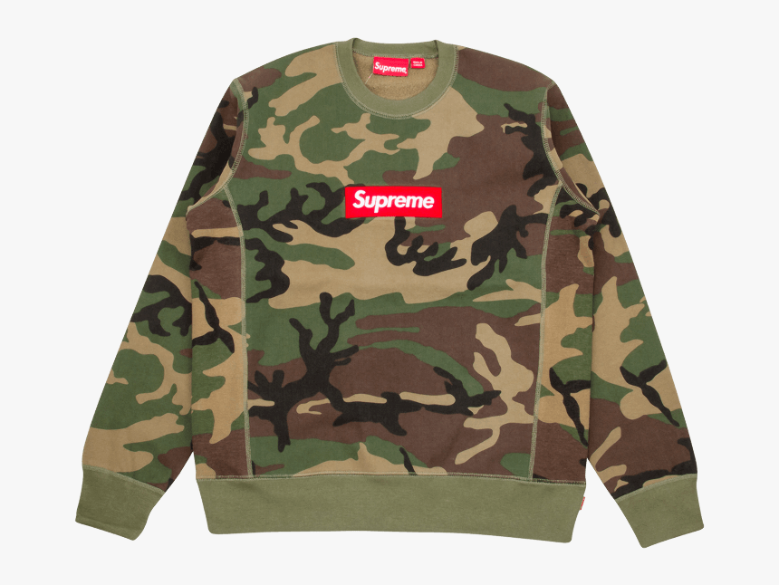 Camouflage , Png Download - Supreme Box Logo Crewneck Camo, Transparent Png, Free Download