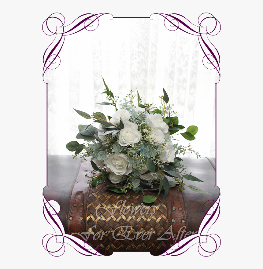 A Gorgeous Silk Artificial White Roses And Baby"s Breath - Wedding Basket For Flower Girl, HD Png Download, Free Download
