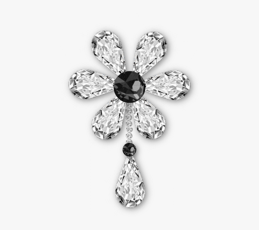Black And White Diamond Flower Jewelry - Diamond Flower Png, Transparent Png, Free Download