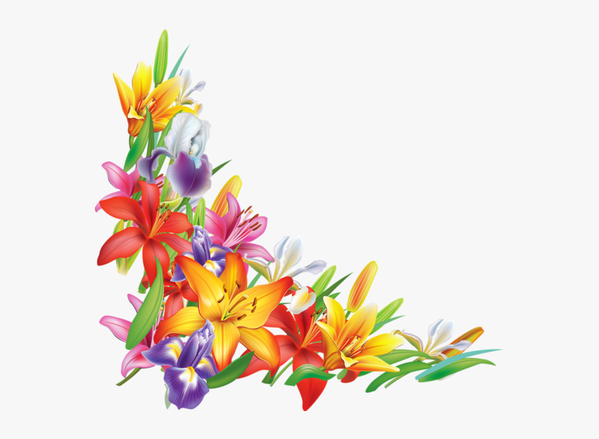 Bordure Papillons Fleurs Png, Transparent Png, Free Download