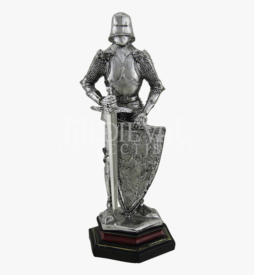 Silver Knight With Sword And Shield Statue - Statue Chevalier, HD Png Download, Free Download