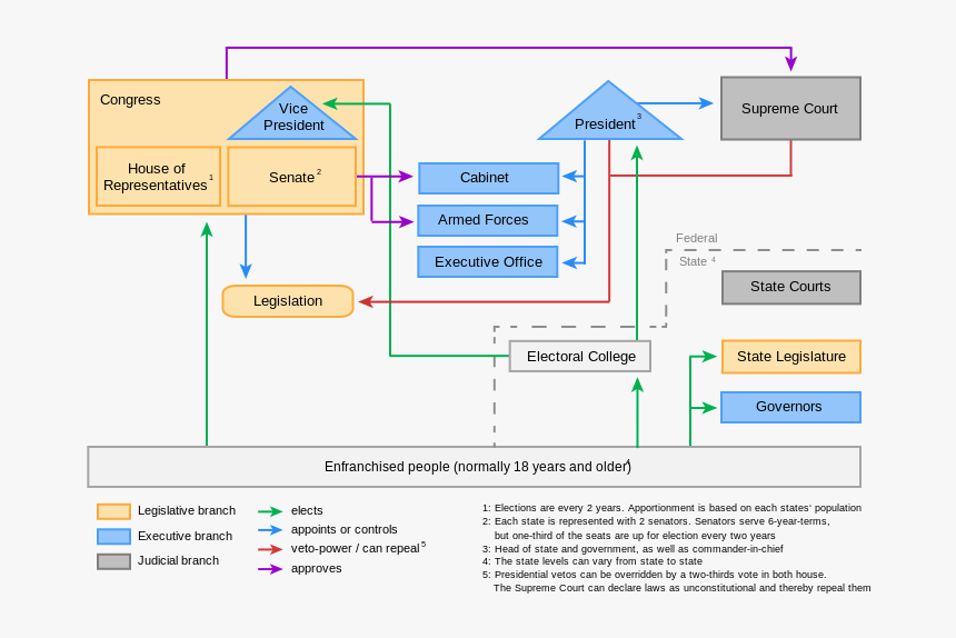 Transparent United States Outline Png - Us Political System Scheme, Png Download, Free Download