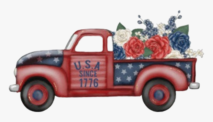 #truck #flowers #floral #bouquet #red #white #blue - Pickup Truck, HD Png Download, Free Download