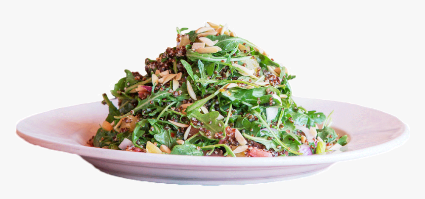 Large Plate Of Green Salad Topped With Nuts - Plate With Food From Side, HD Png Download, Free Download