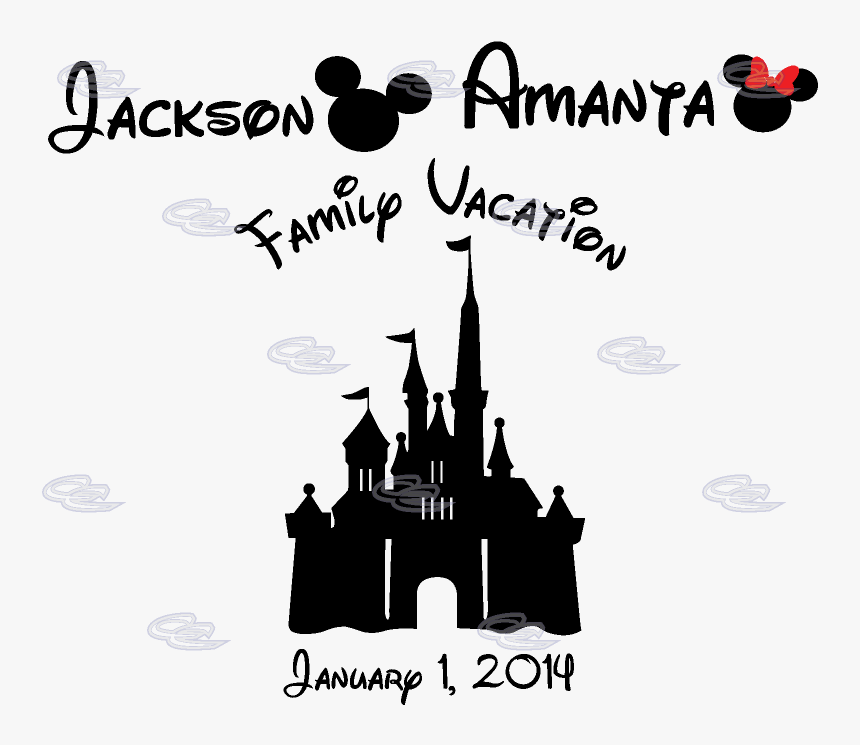 Family Vacation Couple Disney Shrits Cinderelal Castle - Illustration, HD Png Download, Free Download
