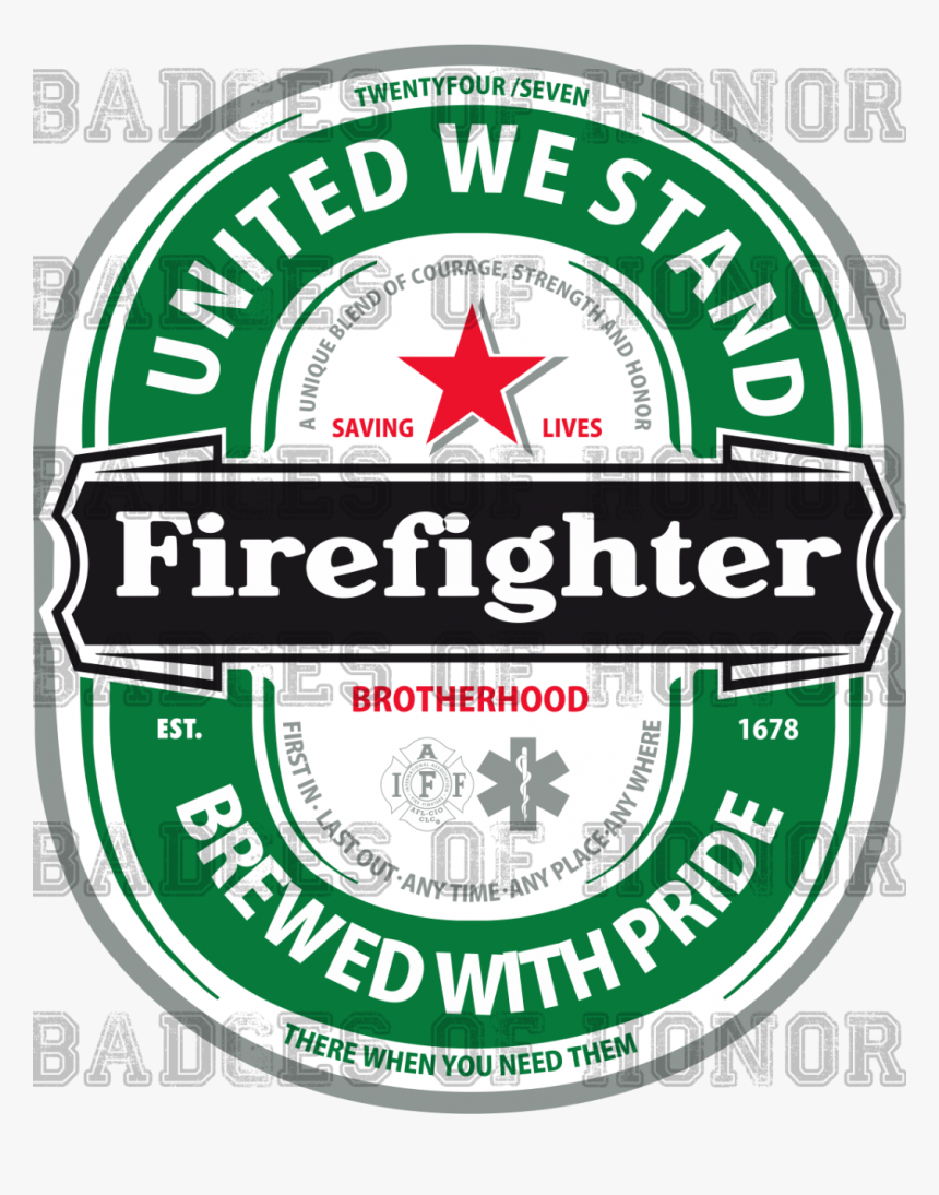 Customizable Firefighter Shirts - Heineken Personalised Label, HD Png Download, Free Download