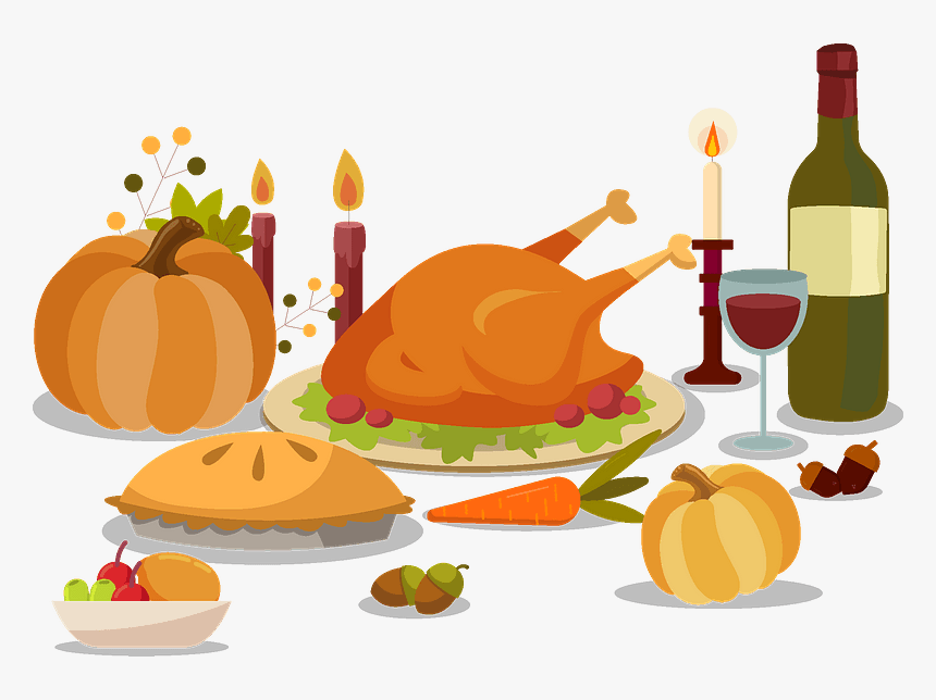 Thanksgiving Dinner With Turkey Dish Clipart - Illustration, HD Png Download, Free Download