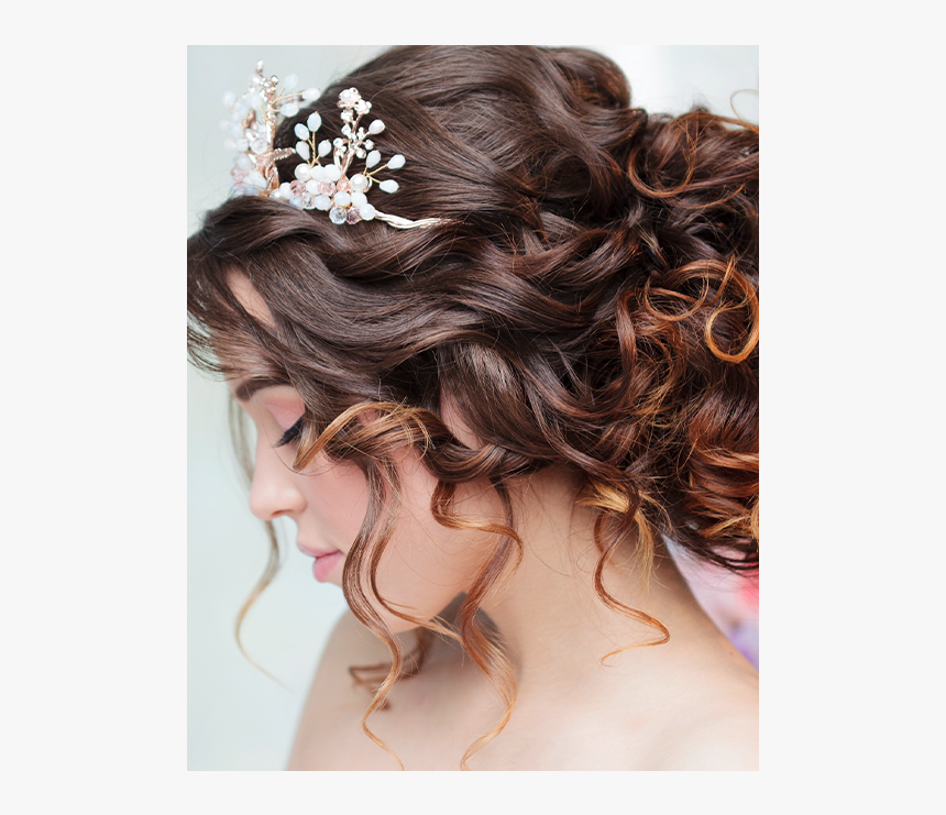 Brown Hair Woman With Wedding Haircut - Peinado De Xv Años, HD Png Download, Free Download