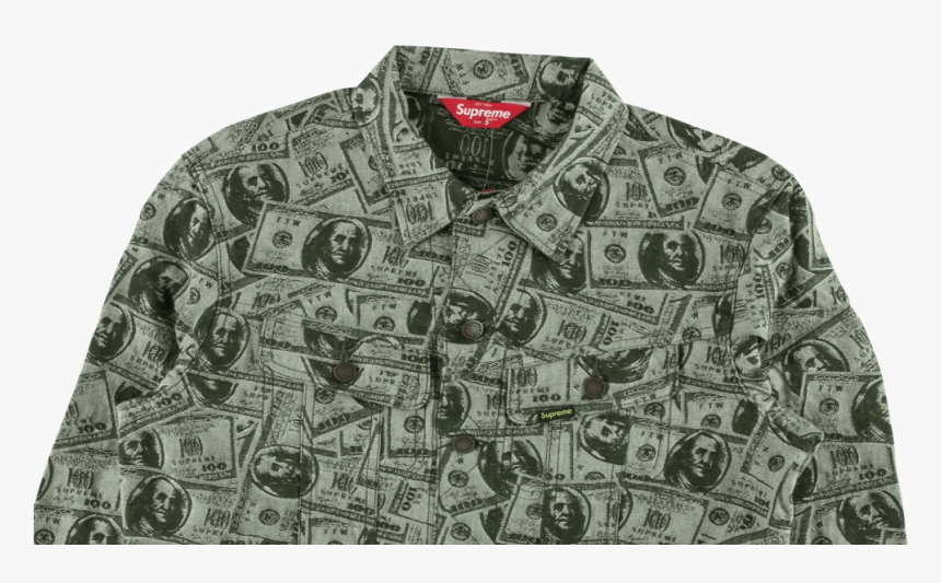 Supreme 100 Dollar Bill Trucker Jacket , Png Download - Supreme Dollar Bill Jackey, Transparent Png, Free Download