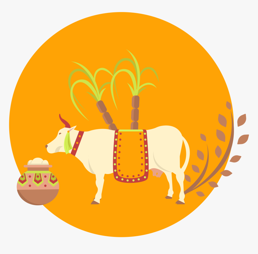 Drawing Cow Mattu Pongal - Pongal Cliparts Transparent Background, HD Png Download, Free Download