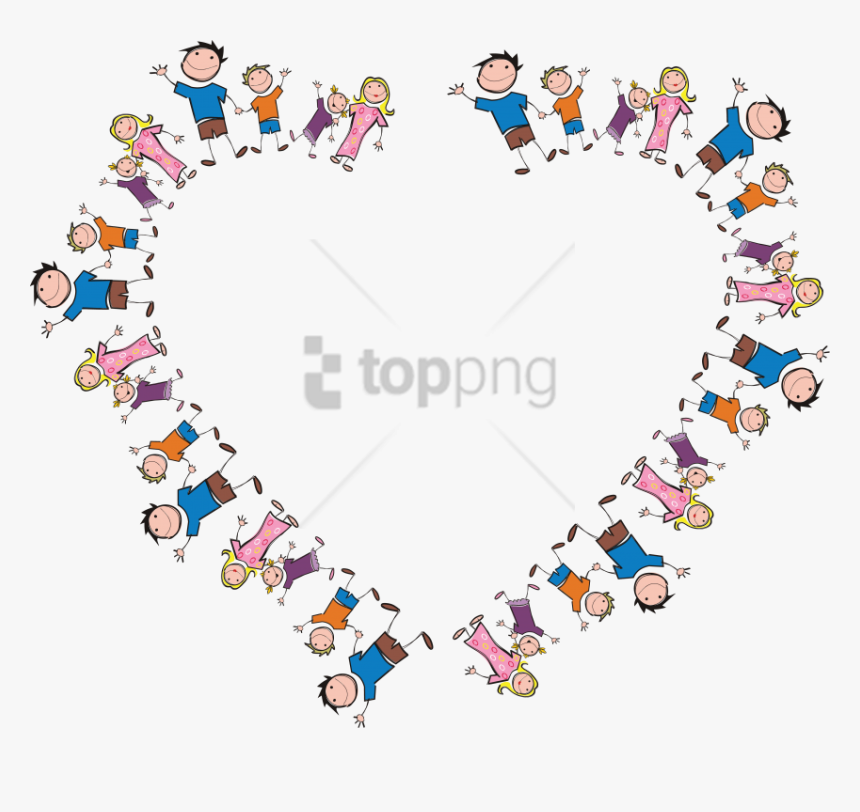 Free Png Freeof A Heart Frame Made Of Stick Family - Family Heart Clipart, Transparent Png, Free Download