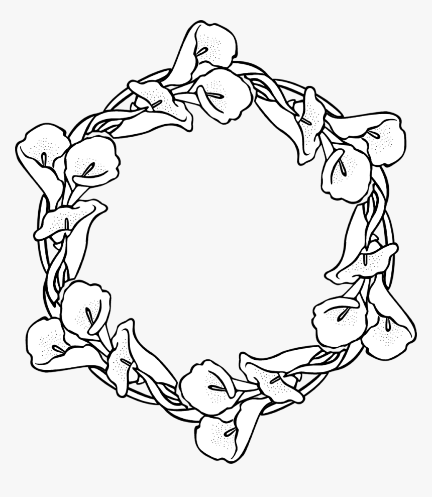 Black Amp White Free Clip Art Images Advent Wreath - Transparent Flower Wreath Black And White, HD Png Download, Free Download