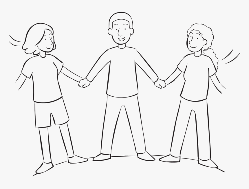 Back Three People Holding Hands And Leaning Back In - Sketches Of People Holding Hands, HD Png Download, Free Download