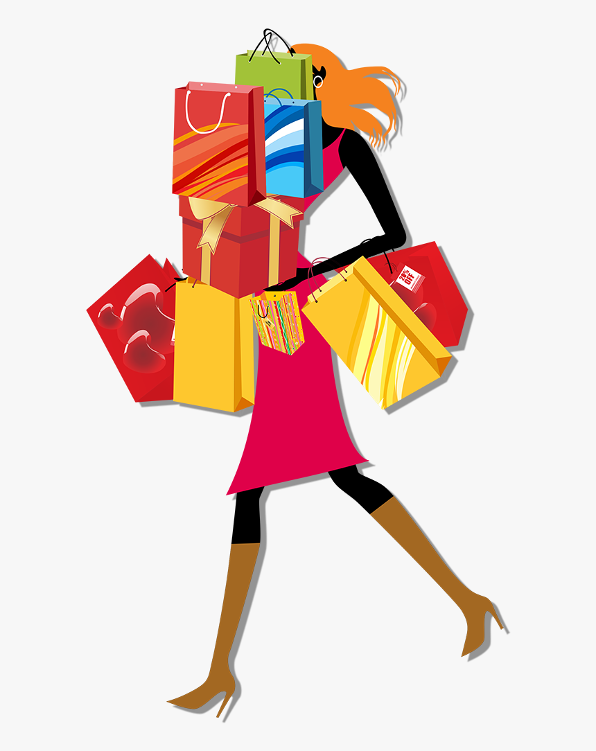 Vector Library Library Bag Woman Clip Art Urban Women - Cartoon Shopping Bags Clipart, HD Png Download, Free Download