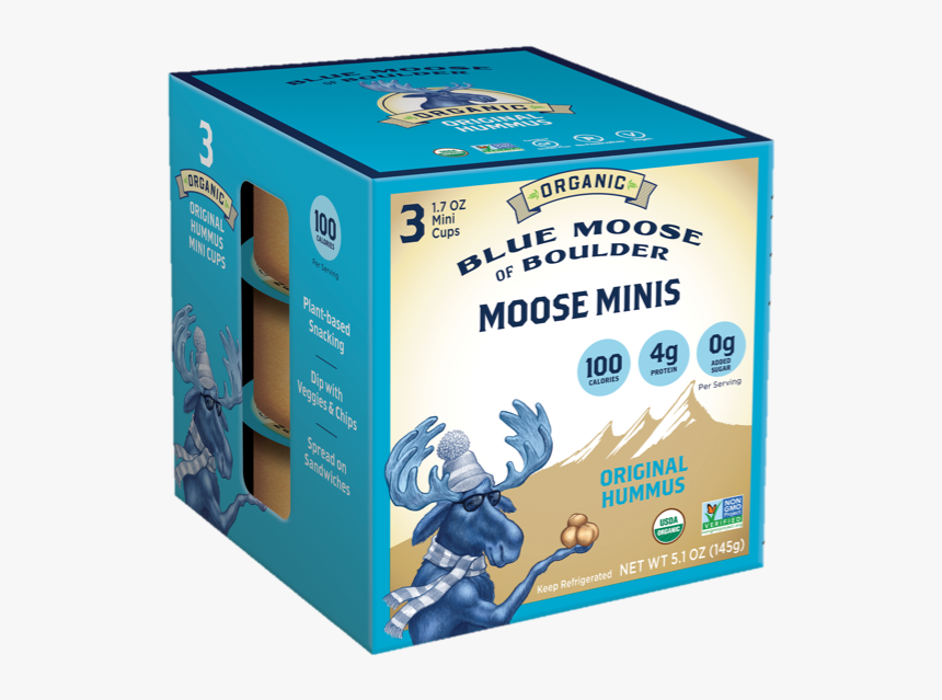 Organic Original Hummus Moose Minis - Blue Moose Organic Roasted Red Pepper Hummus 100 Calorie, HD Png Download, Free Download