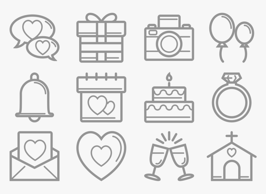 Boda Thin Line Icons Vector - Iconos De Boda Png, Transparent Png, Free Download