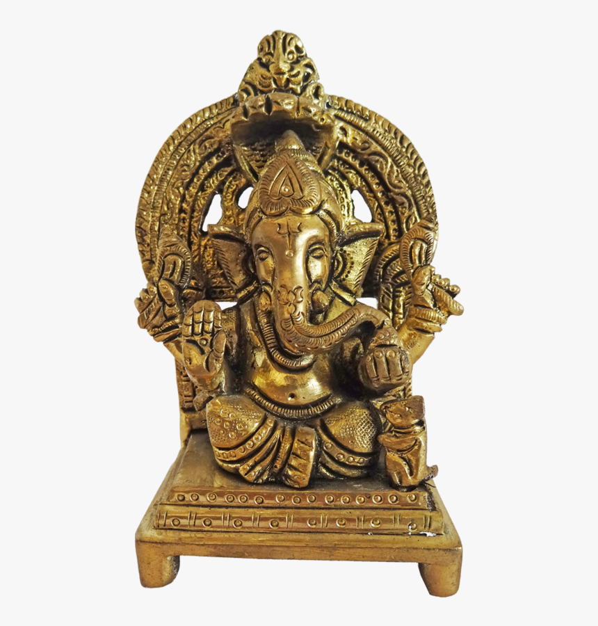 Antique Lord Ganesha With Small Mouse Brass Statue, - Bronze Sculpture, HD Png Download, Free Download