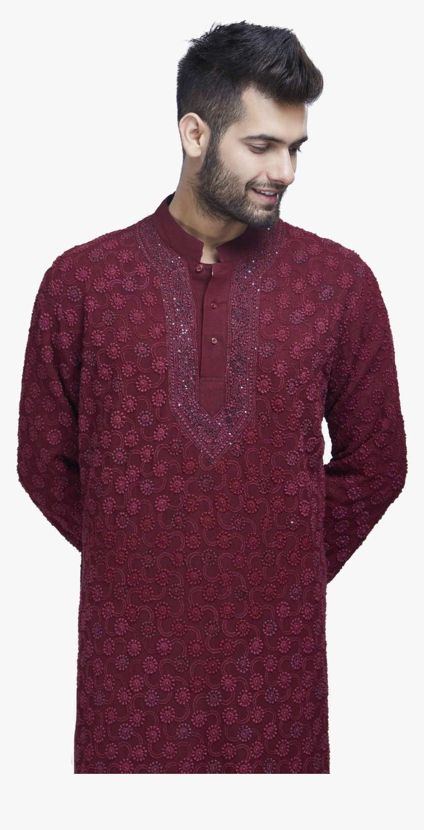 Embroidered Maroon Kurta Set By Stylease Exclusive - Gentleman, HD Png Download, Free Download