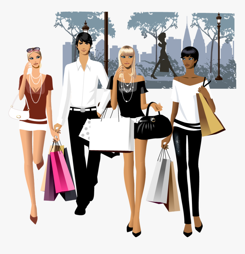 And Fashion Shopping Fashionable Men Illustration Bag - Customer Service Fashion Retail, HD Png Download, Free Download
