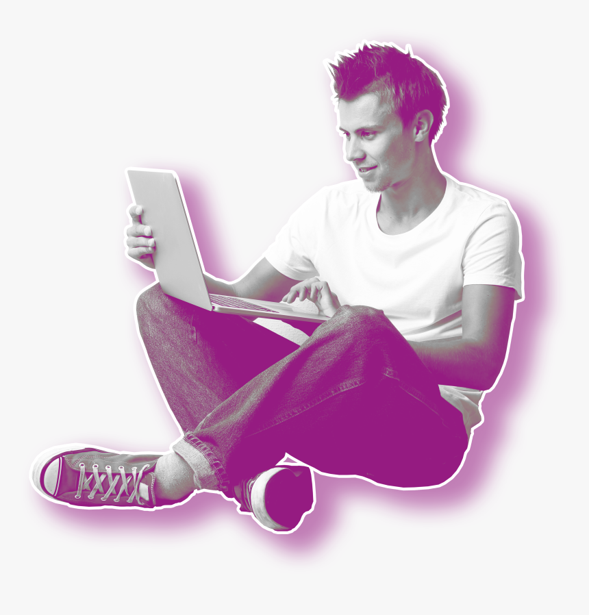 Man Enjoying Laptop Insurance - Sitting, HD Png Download, Free Download
