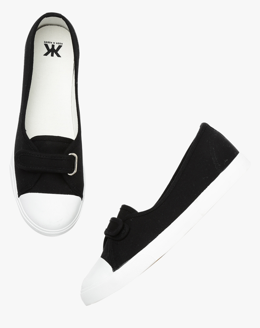 Kook N Keech Women Black Slip On Sneakers, HD Png Download, Free Download