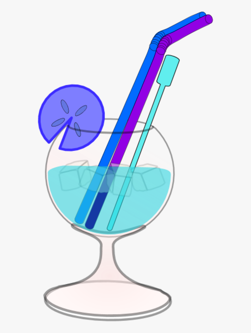 Glass Juice Straw Lemon Ice - Straw On The Glass Clipart, HD Png Download, Free Download