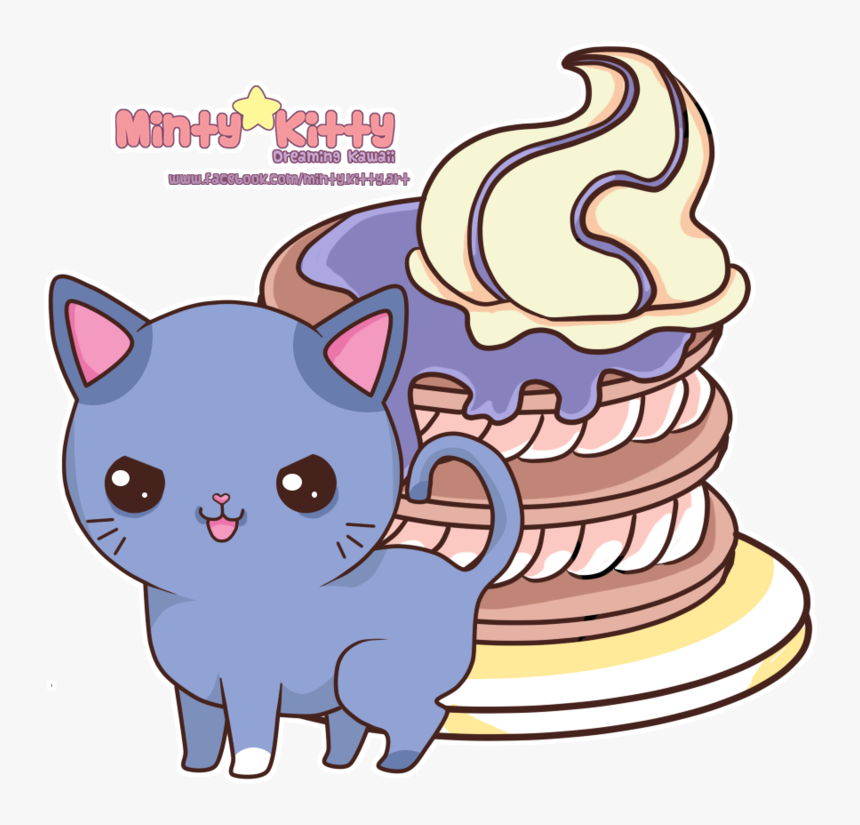 Pancakes, Kitty, Kawaii, Cuddle Cat, Kitten, Kawaii - Drawing, HD Png Download, Free Download