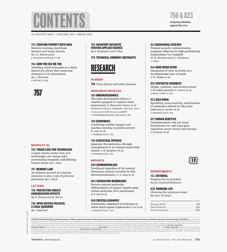 Science Magazine Contents Page, HD Png Download, Free Download