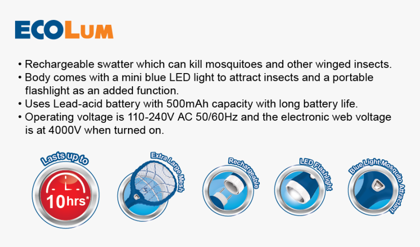 Zap It Multi Function Swatter With Flashlight - Circle, HD Png Download, Free Download