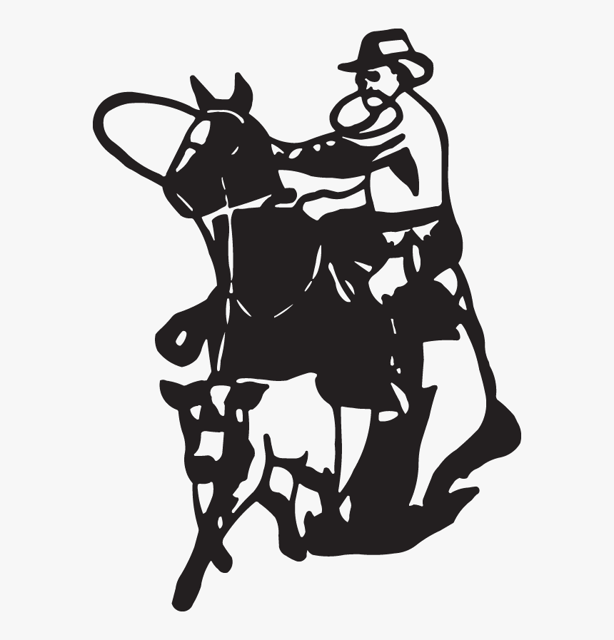Clip Art Black And White Download Bronco Drawing Decal - Black And White Rodeo Cowboy Clipart, HD Png Download, Free Download