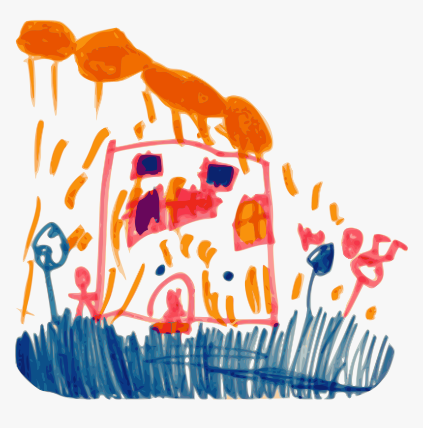 Kindergarten Art House And Rain Clip Arts - Kindergarten Art Png, Transparent Png, Free Download