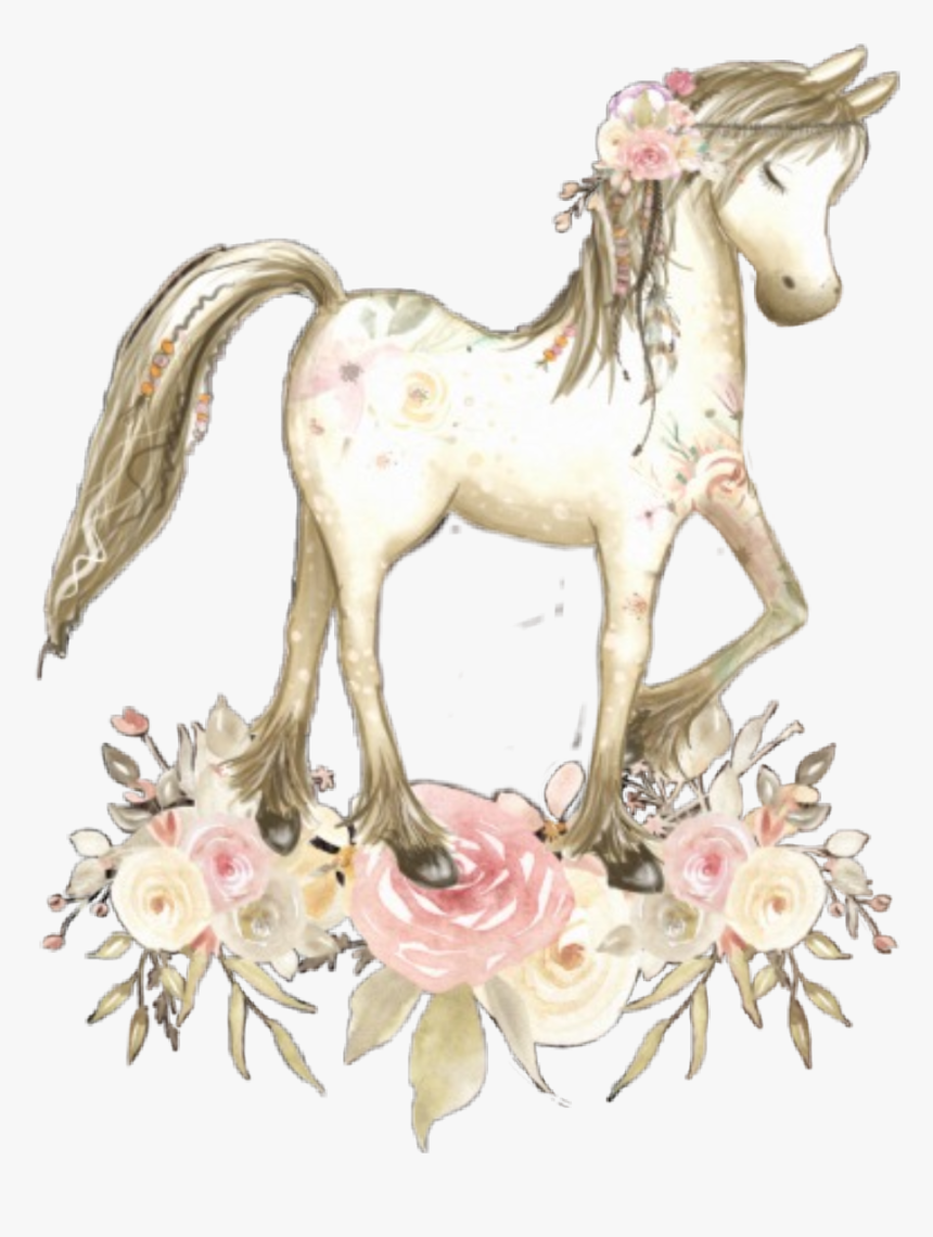 #watercolor #horse #floral #boho #birthday #pony #pretty - Birthday Invitation Horse Template, HD Png Download, Free Download