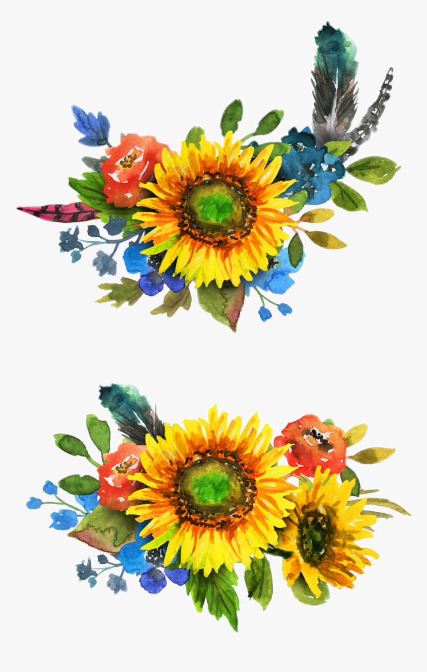 #watercolor #sunflower #sunflowers #flowers #floral - Bouquet, HD Png Download, Free Download