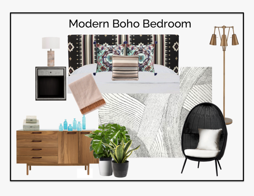 Design Board Modern Boho Bedroom Updated - Interior Design, HD Png Download, Free Download