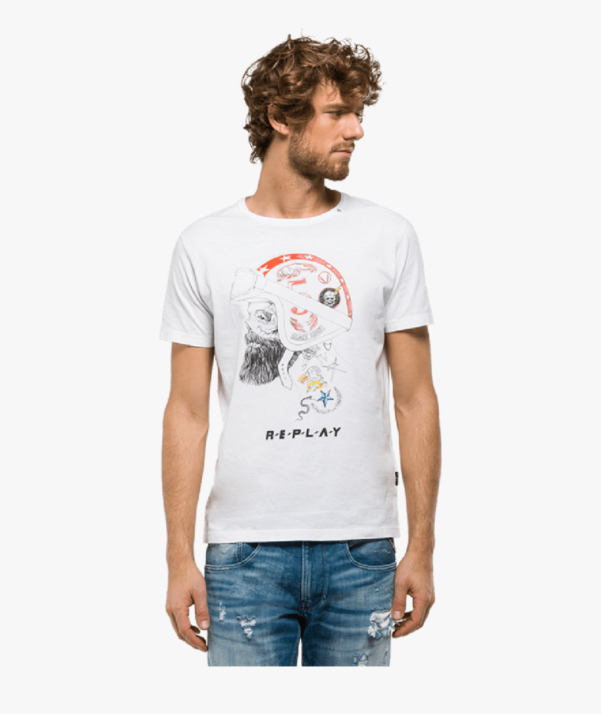 Replay White T-shirt Man - Tiger, HD Png Download, Free Download