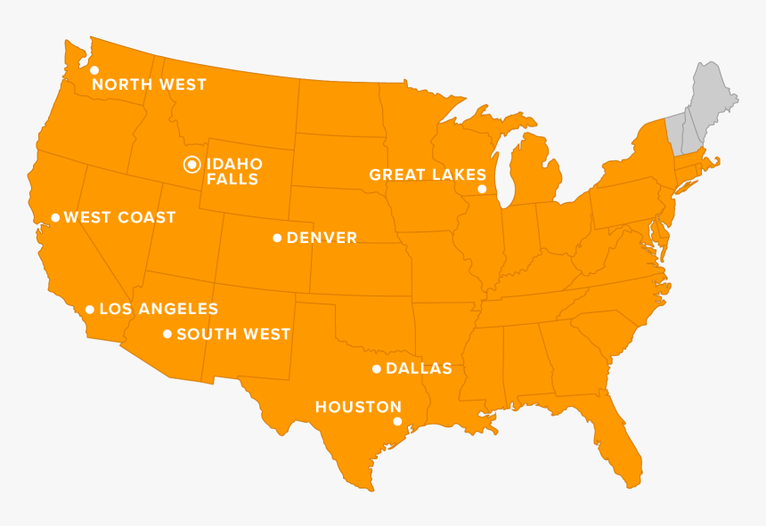 Map Showing Vivint Smart Home Retailer Zones - Bank Of America Usa Map, HD Png Download, Free Download