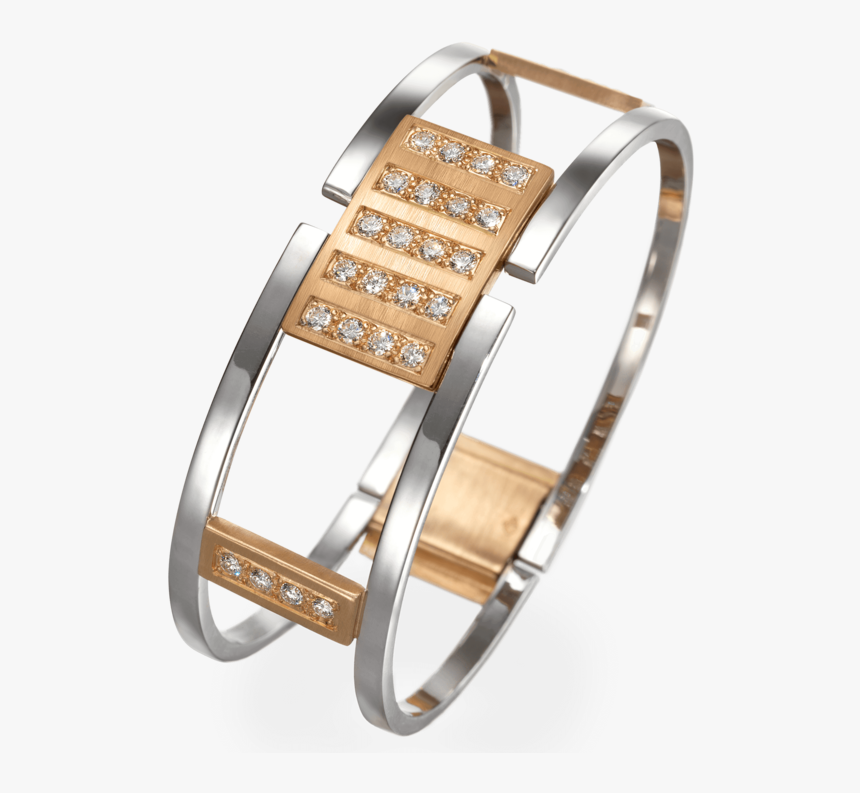 Bracelet Venise Or Rouge Brossé Or Blanc Poli Et Diamants - Engagement Ring, HD Png Download, Free Download