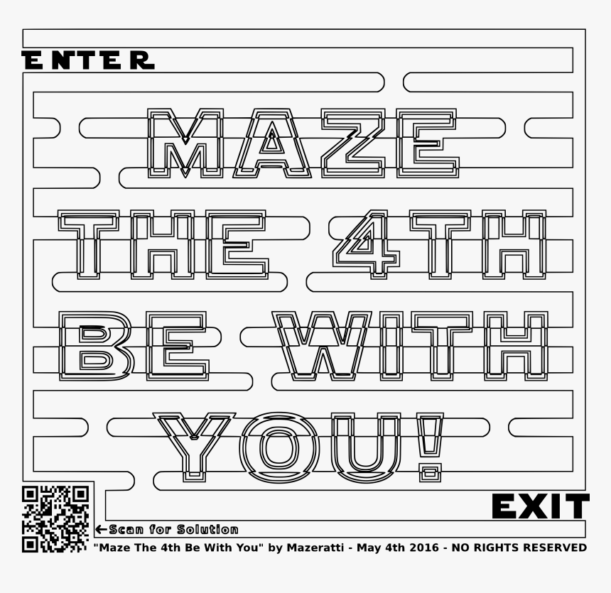 Maze The 4th Be With Your Coloring Pages For Grown - May The 4th Be With You Coloring, HD Png Download, Free Download