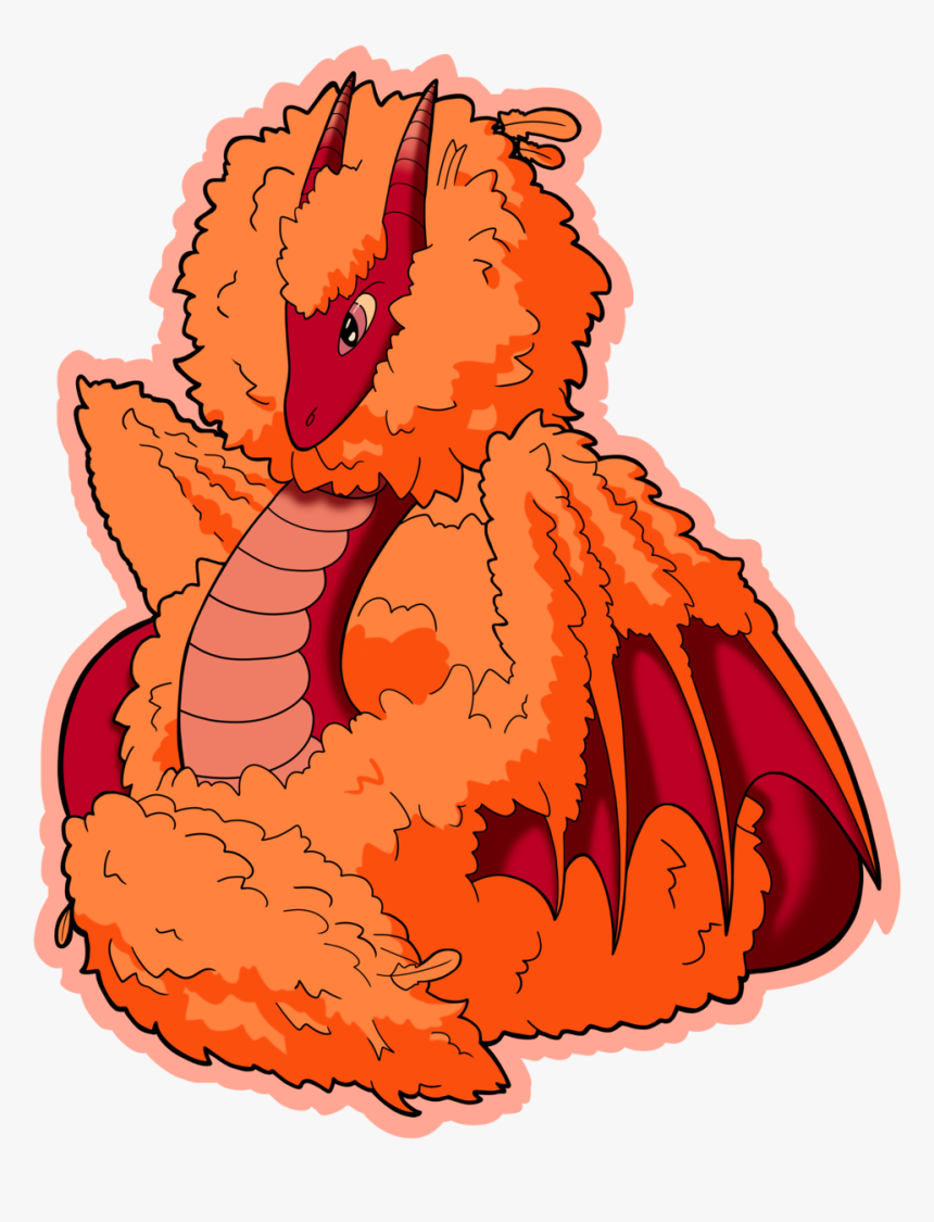Monsterpieces Sticker Fluffy Dragon Thin Outline - Illustration, HD Png Download, Free Download