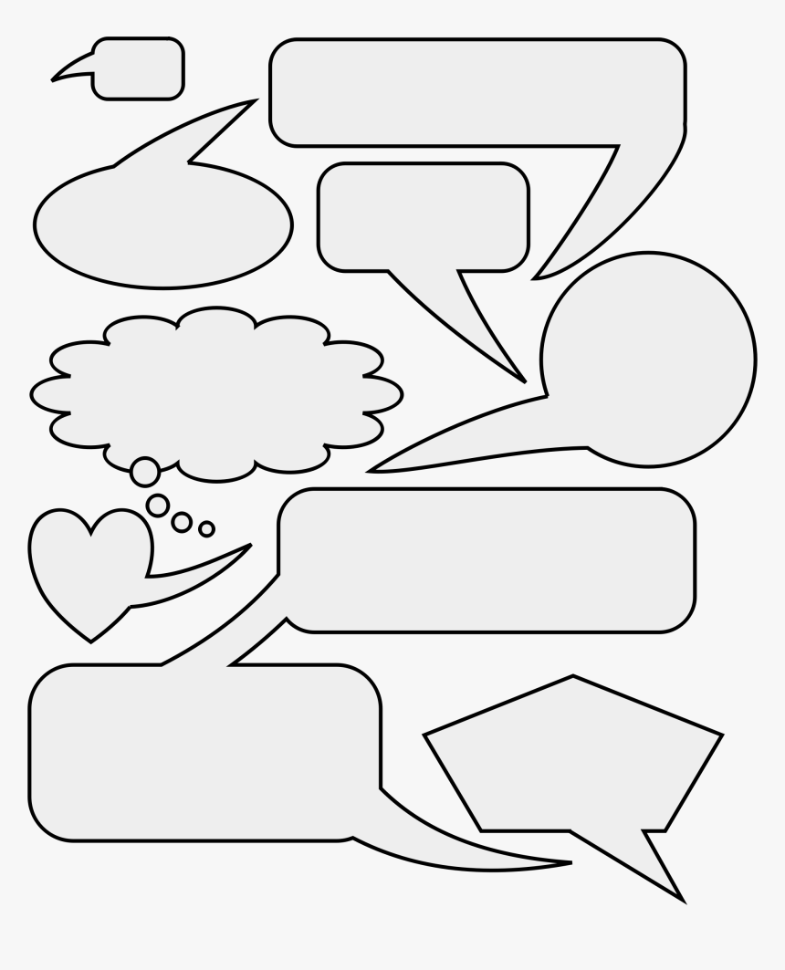 And Thought Bubbles Big - Line Art, HD Png Download, Free Download