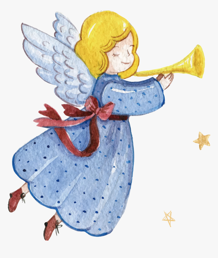 Angel With Trumpet Png - Christmas Angel With A Trumpet, Transparent Png, Free Download