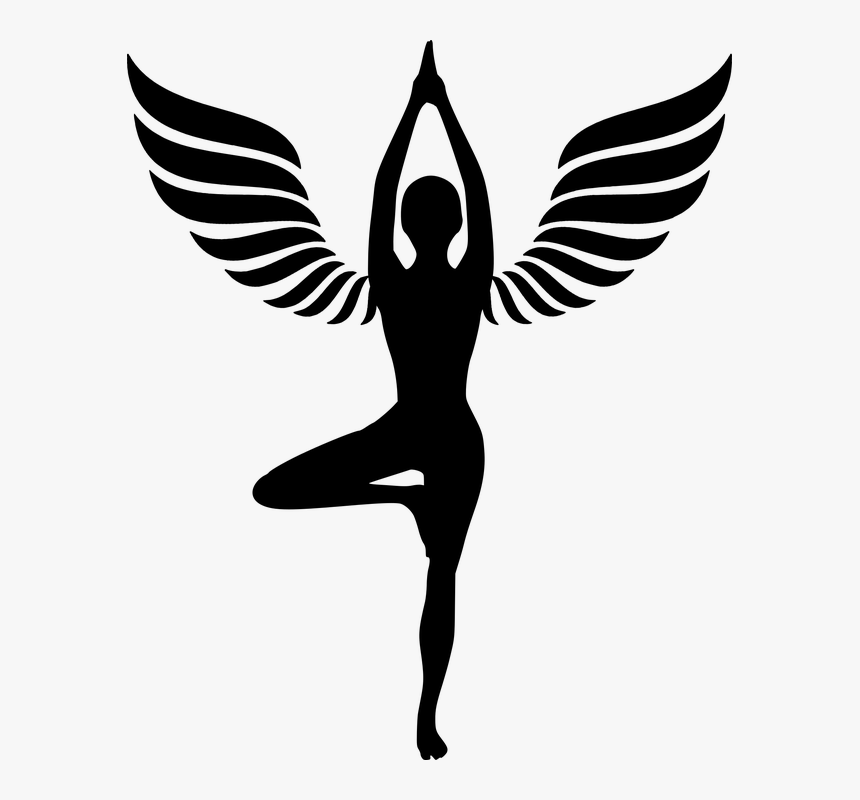 Yoga, Meditation, Wings, Girl, Silhouette, Pose, Hand - Royal Enfield Wings Logo, HD Png Download, Free Download