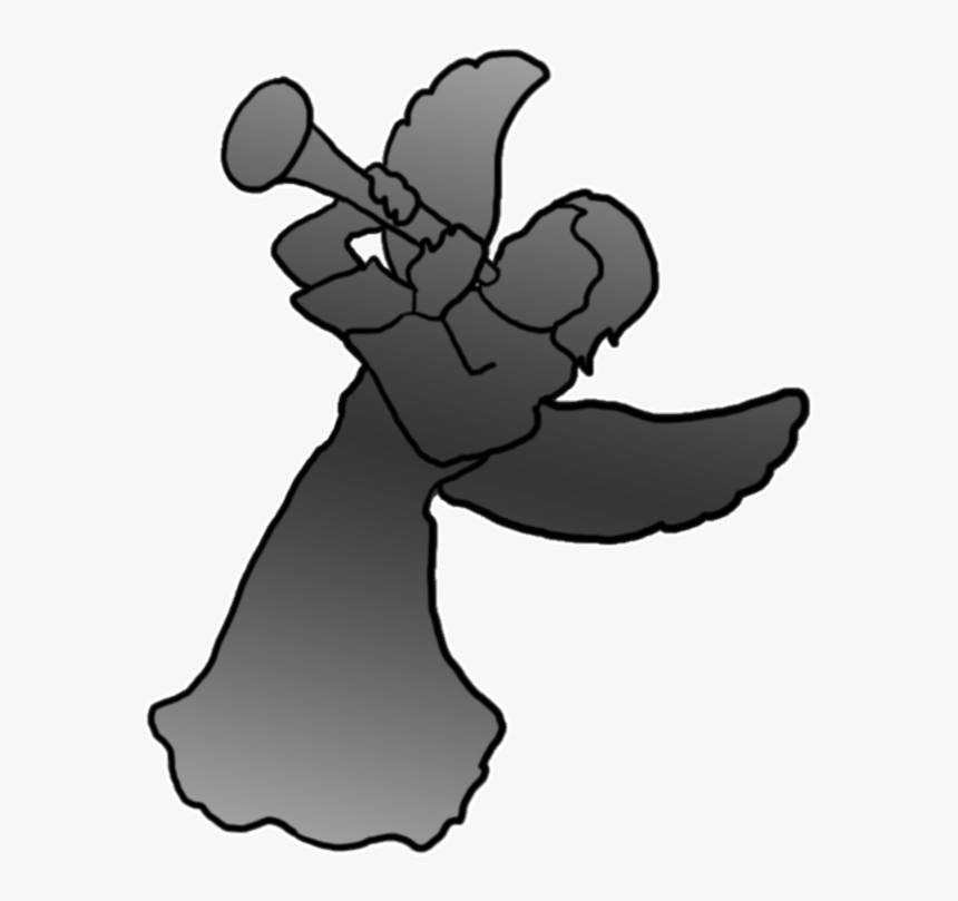 Angel With Trumpet Silhouette - Angel With Trumphet Clipart Png, Transparent Png, Free Download