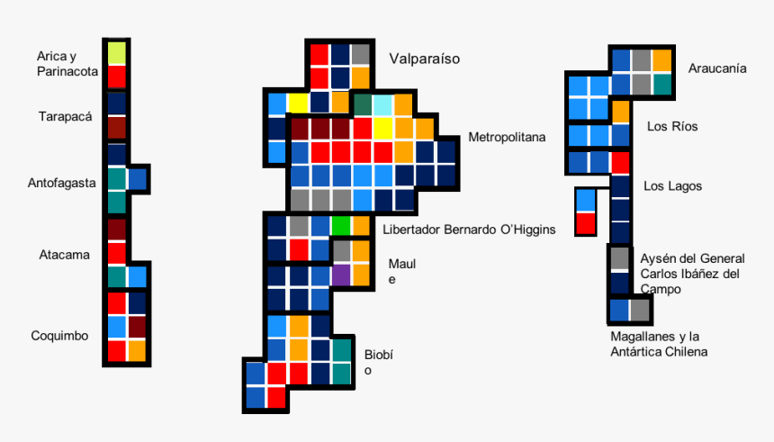 Cartograma De Camara De Diputados De Chile A Enero - Cartograma De Chile, HD Png Download, Free Download