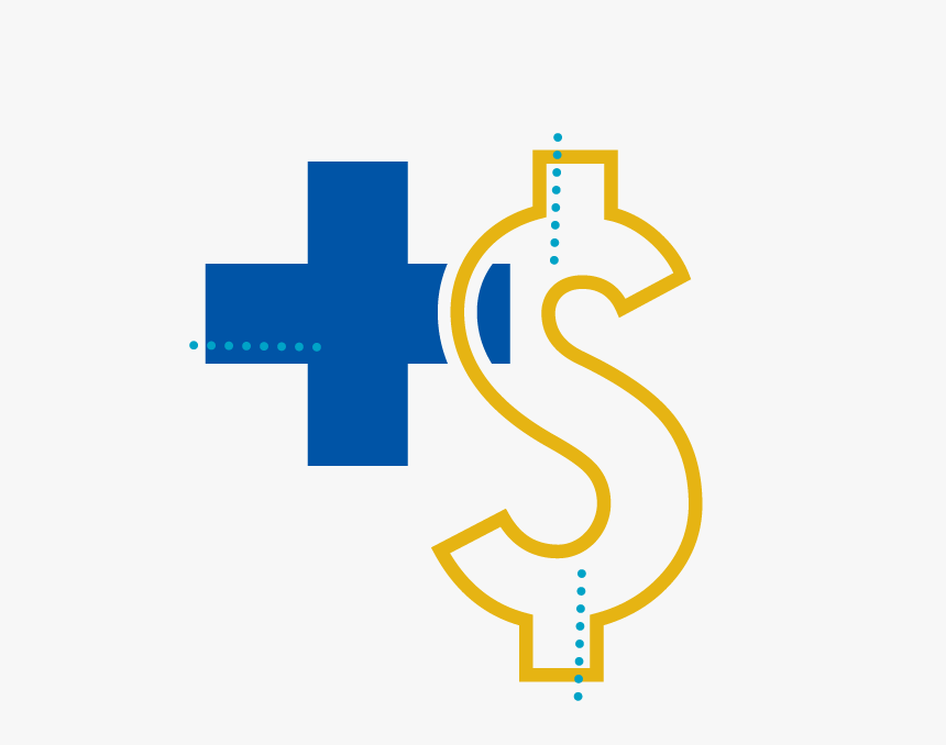 Blue And Yellow Icon Of Medical Cross And Dollar Sign - Circle, HD Png Download, Free Download