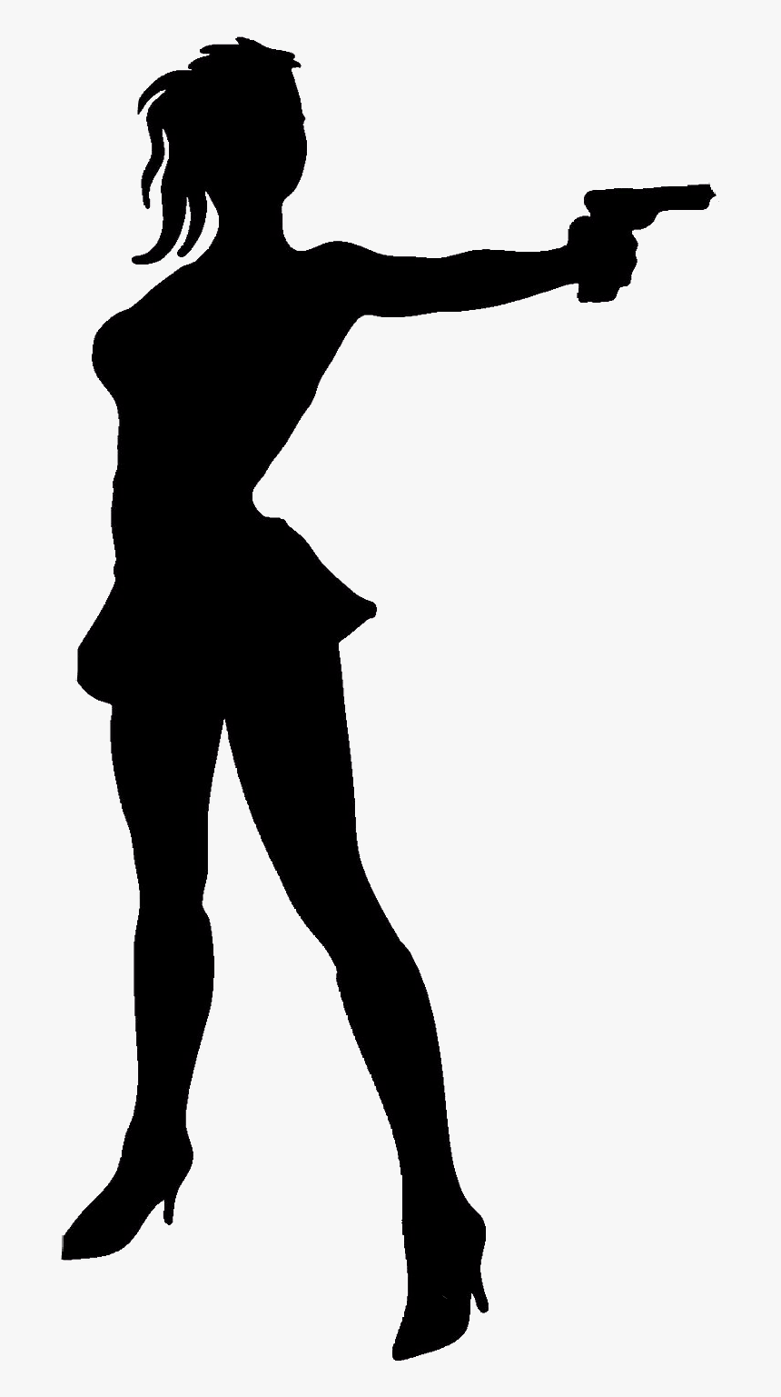 #woman #silhouette #pistol - Woman With Gun Silhouette, HD Png Download, Free Download