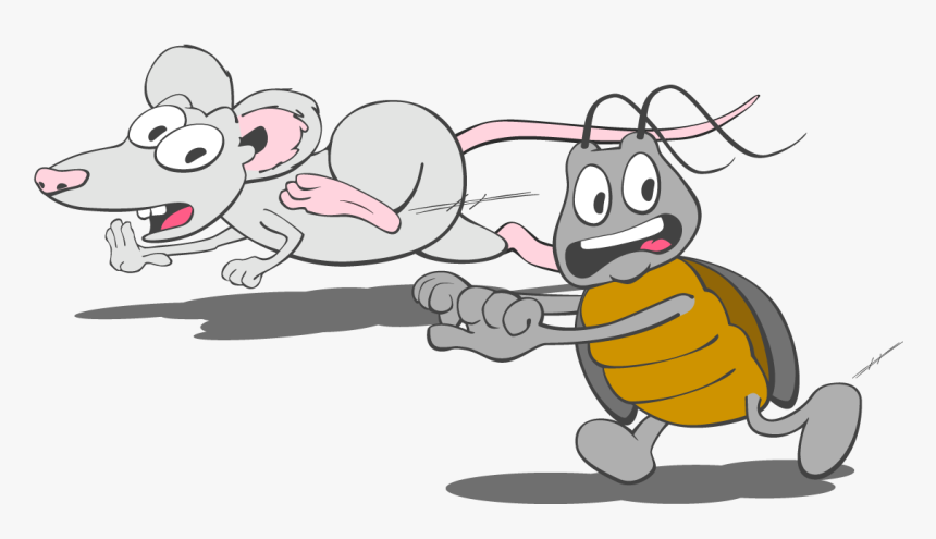 Rat And Roach Running Away - Cartoon, HD Png Download, Free Download